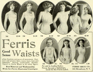 1911 Ad Ferris Good Sense Waists Figure Corsets Baby Girl Woman Bust Curve LHJ6