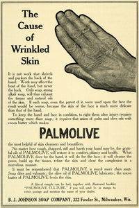 1906 Ad B. J. Johnson Palmolive Hand Washing Soap Wrinkled Skin Olive Oil LHJ6