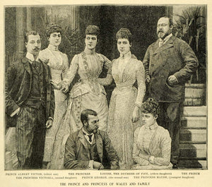 1891 Print Prince Princess Wales Family Royal Portrait ORIGINAL HISTORIC LHJ6 - Period Paper

