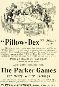 1897 Ad Parker Brother Christmas Games Pillow-Dex Family Table Dining Room LHJ6