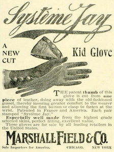 1897 Ad Marshall Field Systeme Jay Kid Gloves Leather Clasps Fashion LHJ6