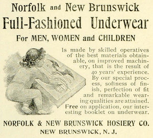 1897 Ad Norfolk New Brunswick Hosiery Underwear Suits Clothing Long Johns LHJ6