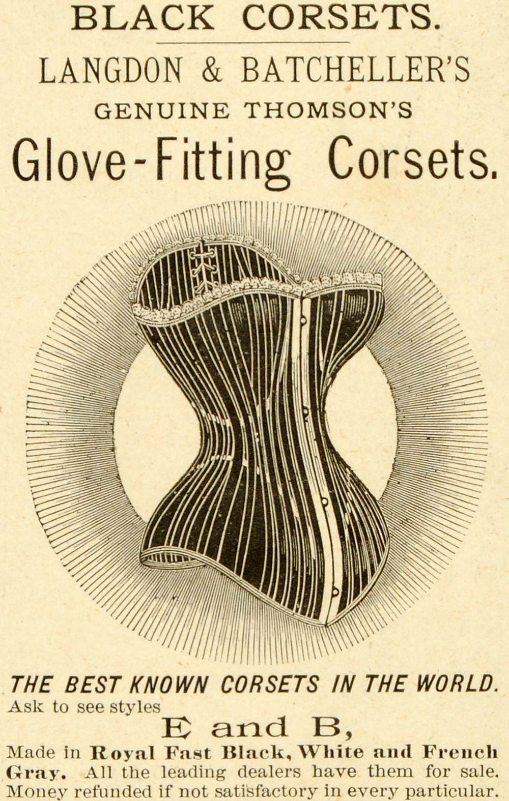 1891 Ad Langdon Batcheller's Thomson's Glove Fitting Corsets Fashion Styles LHJ6