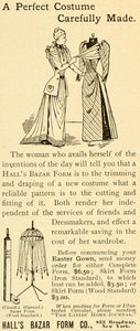 1891 Ad Halls Bazar Form Easter Gown Pattern Dress Making Mannequin Fashion LHJ6
