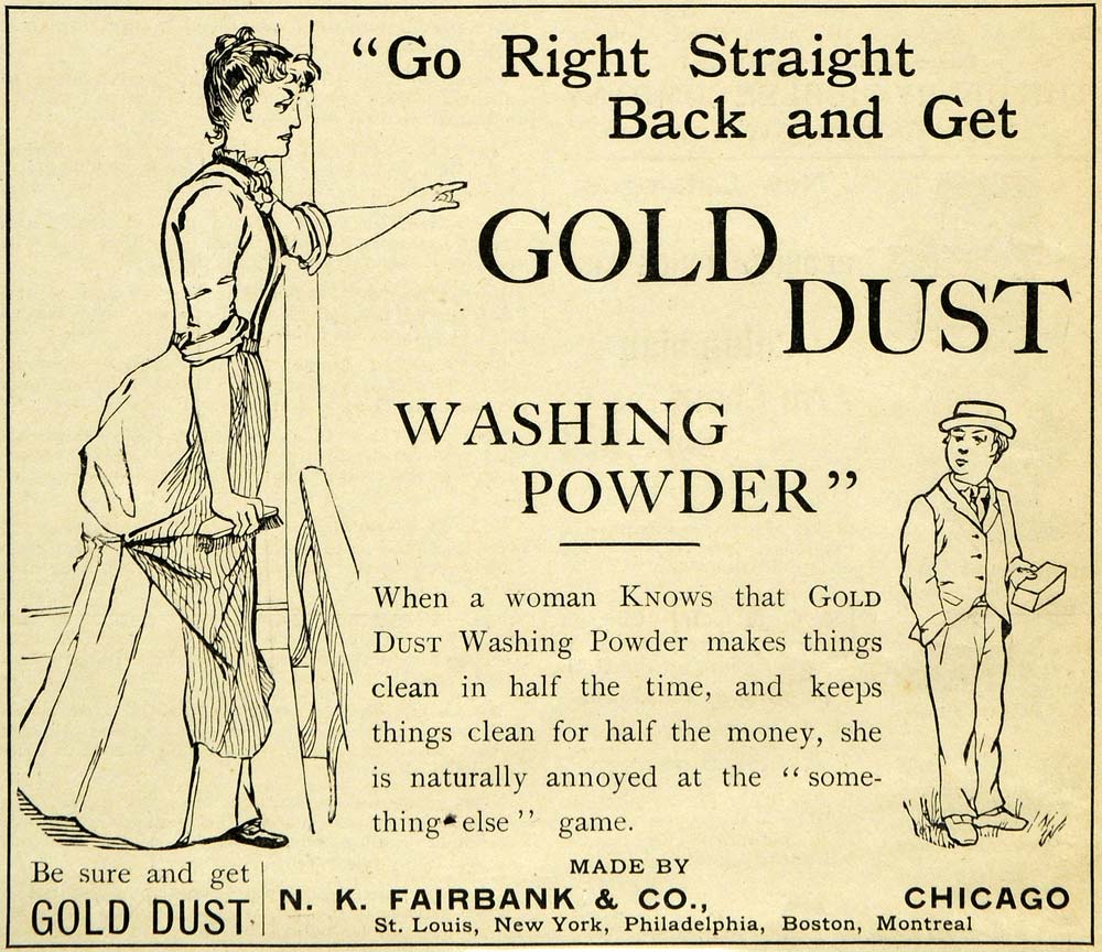 1891 Ad Gold Dust Washing Powder Angry Housewife Husband N. K. Fairbank LHJ6