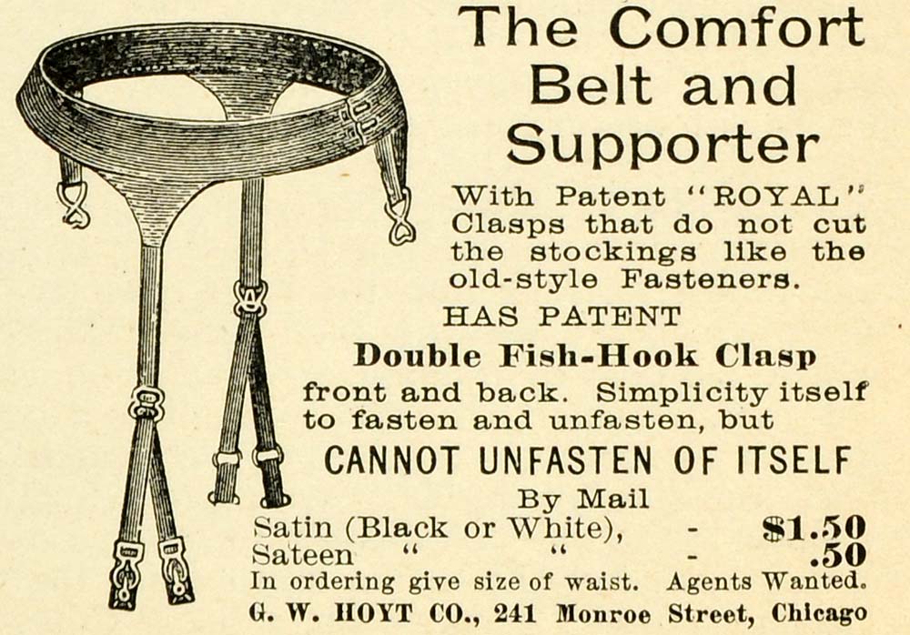 1893 Ad G. W. Hoyt Comfort Belt Supporter Garter Undergarments Pricing LHJ6