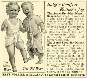 1902 Ad Acme Shoulder Diaper Suspender Babies Dr John Hart Keys Collier LHJ6