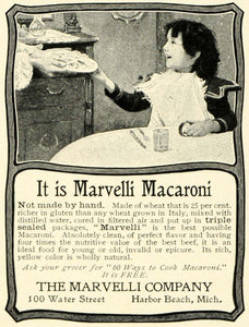 1902 Ad Marvelli Macaroni Child's Dinner 100 Water Street Harbor Beach LHJ6