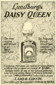 1899 Ad Lundborg Daisy Queen Perfume Bottle Price Fragrance Ladd Coffin New LHJ6