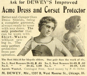 1899 Ad Acme Dress Corset Protector M. Dewey Undergarments Clothing LHJ6