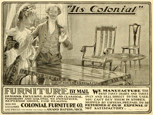1899 Ad Colonial Wooden House Furniture Wife Husband Table Chairs Mahogany LHJ6