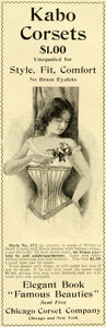 1899 Ad Chicago Kabo Women's Shape Figure Corsets Lady Flower Style New LHJ6