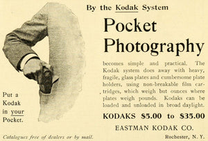 1899 Ad Eastman Kodak Pocket Miniature Photography Camera Coat Picture Film LHJ6