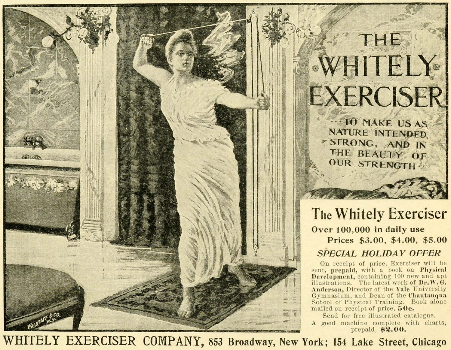 1897 Ad Whitely Exerciser Machines Home Workout Lady Strength Health LHJ6