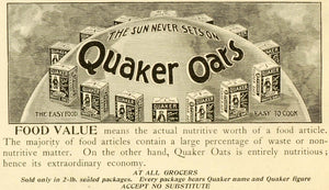 1898 Ad Quaker White Oats Globe Earth Healthy Cereal Food Boxes Breakfast LHJ6
