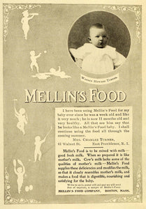 1898 Ad Mellin's Baby Food Warren Howard Turner Infant Boy Portrait Diet LHJ6