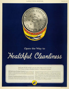 1927 Ad Old Dutch Cleanser Can Navy Blue Cleaning Powder Household Chores LHJ7