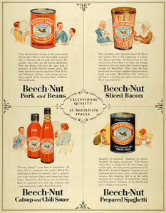 1927 Ad Beech Nut Catsup Pork Beans Bacon Spaghetti Canned Meal Food LHJ7
