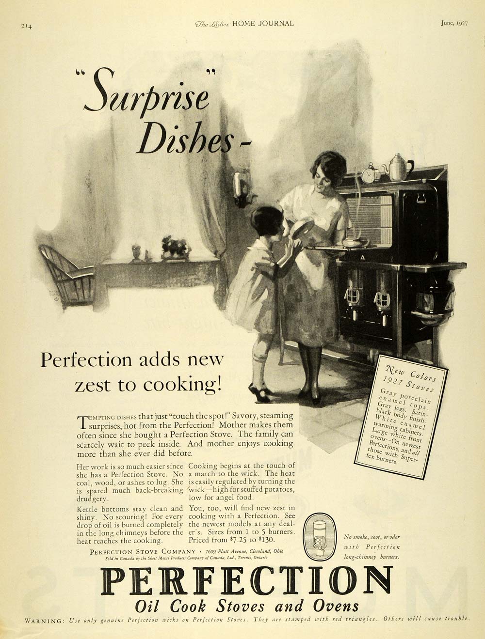 1927 Ad Harry Slater Perfection Oil Cook Stoves Ovens Mother Daughter LHJ7