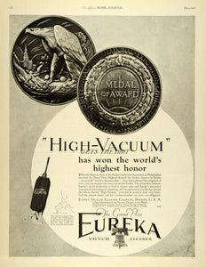 1927 Ad Eureka Vacuum Cleaner Co. Medal Award Home - ORIGINAL ADVERTISING LHJ7