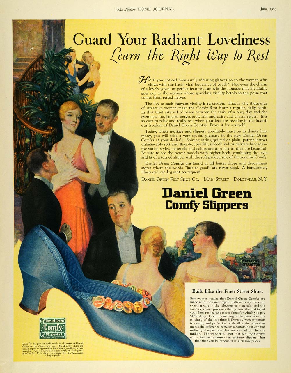 1927 Ad Daniel Green Felt Shoe Comfy Slippers Fashion - ORIGINAL LHJ7