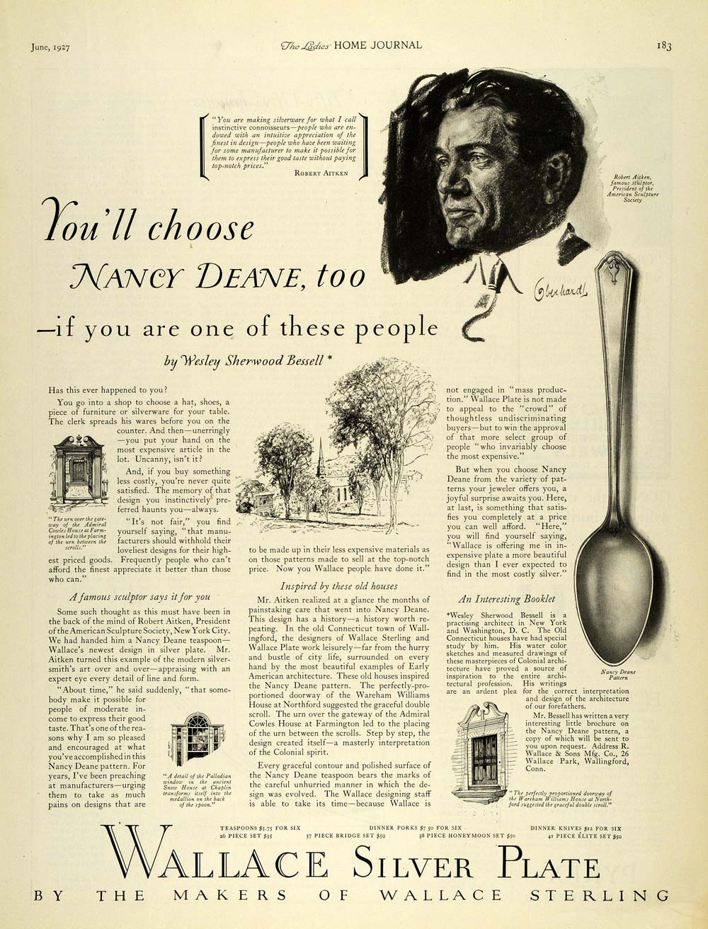 1927 Ad Wallace Co Silver Plate Dinner Silverware Spoon - ORIGINAL LHJ7