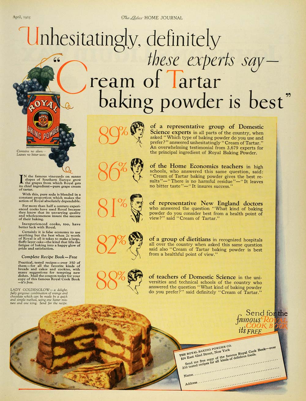 1925 Ad Experts Cream of Tartar Royal Baking Powder - ORIGINAL ADVERTISING LHJ7