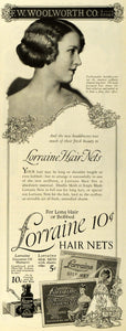 1925 Ad F. W. Woolworth Lorraine Hair Hairstyling Nets Cocoanut Oil Shampoo LHJ7
