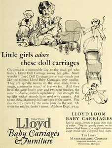 1925 Ad Lloyd's Loom Woven Toy Doll Baby Carriages Artist Warren LHJ7