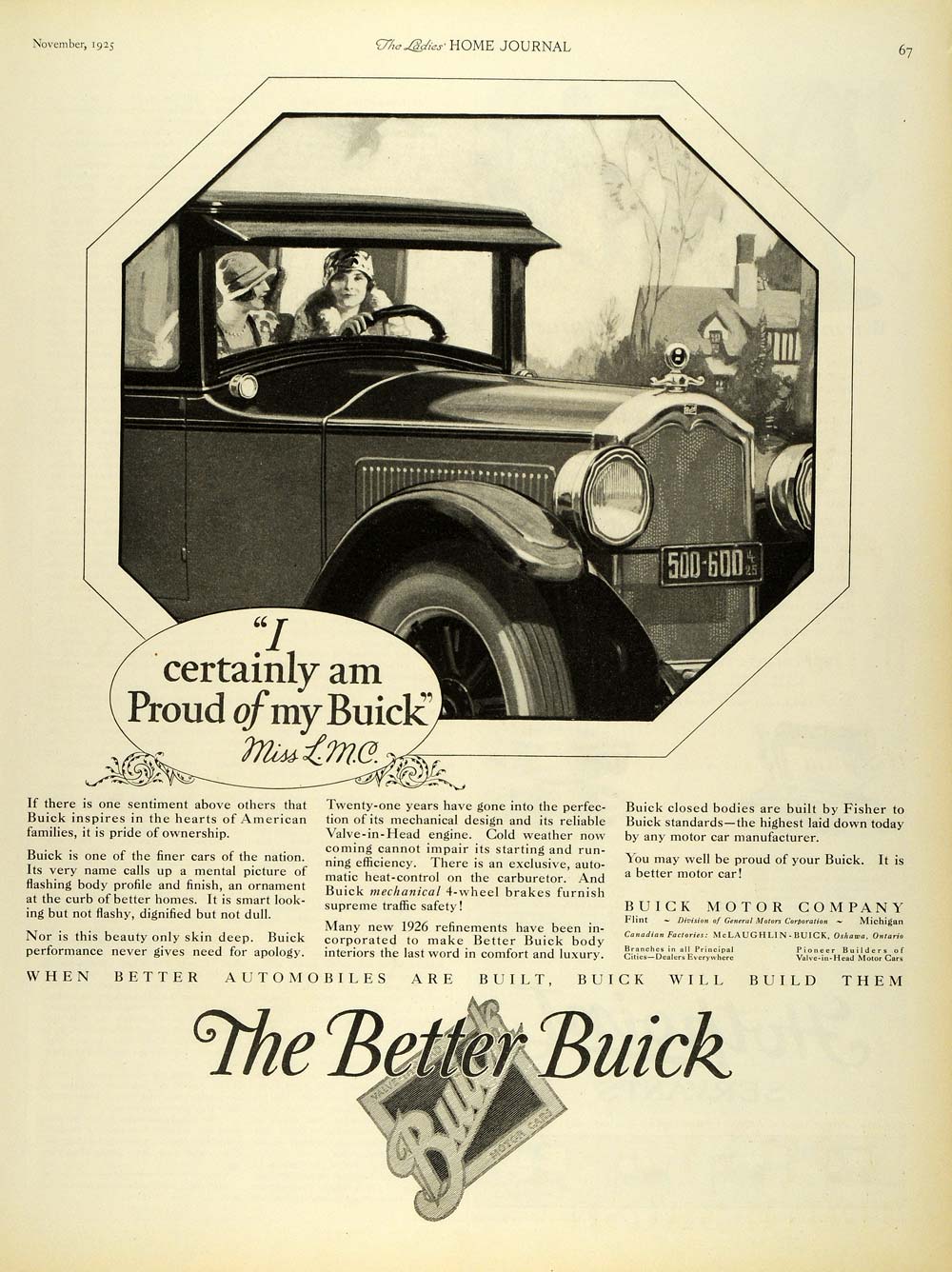 1925 Ad Buick Motor Cars Fisher Bodies Women Driving Valve-In-Head Miss L LHJ7