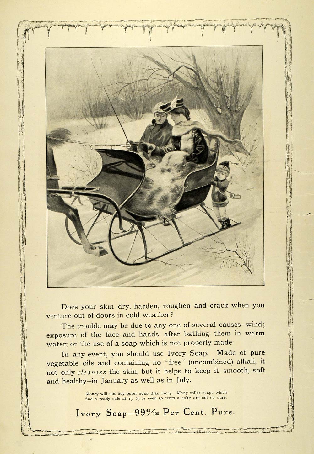 1906 Ad Ivory Soap Snow Horse Sled Artist F. W. Read - ORIGINAL ADVERTISING LHJ7