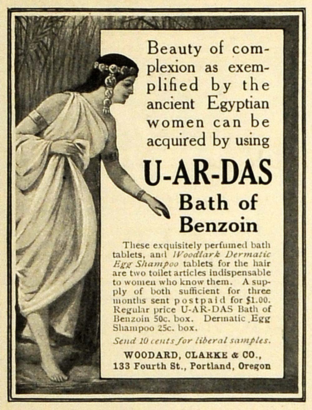 1906 Ad Woodard Clarke U-Ar-Das Egyptian Bath Soaps - ORIGINAL ADVERTISING LHJ7
