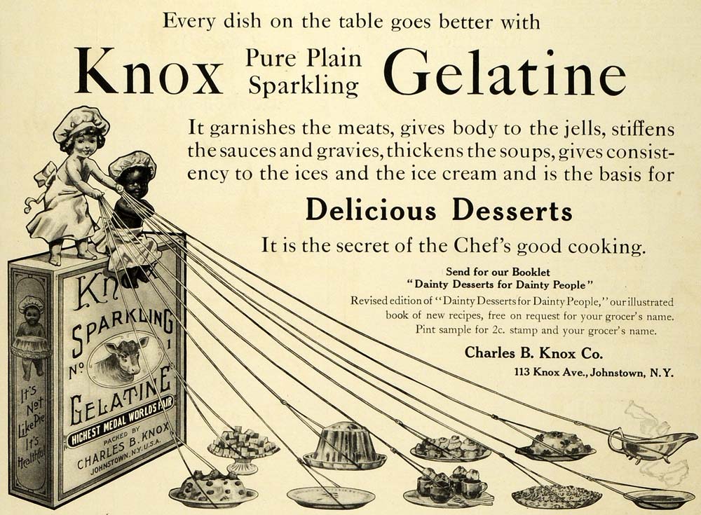 1910 Ad Charles B. Knox Dessert Cooking Sparkling Gelatine Kids Black LHJ7