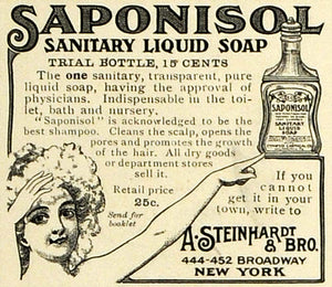 1906 Ad A. Steinhardt New York Saponisol Sanitary Liquid Soaps Shampoo LHJ7