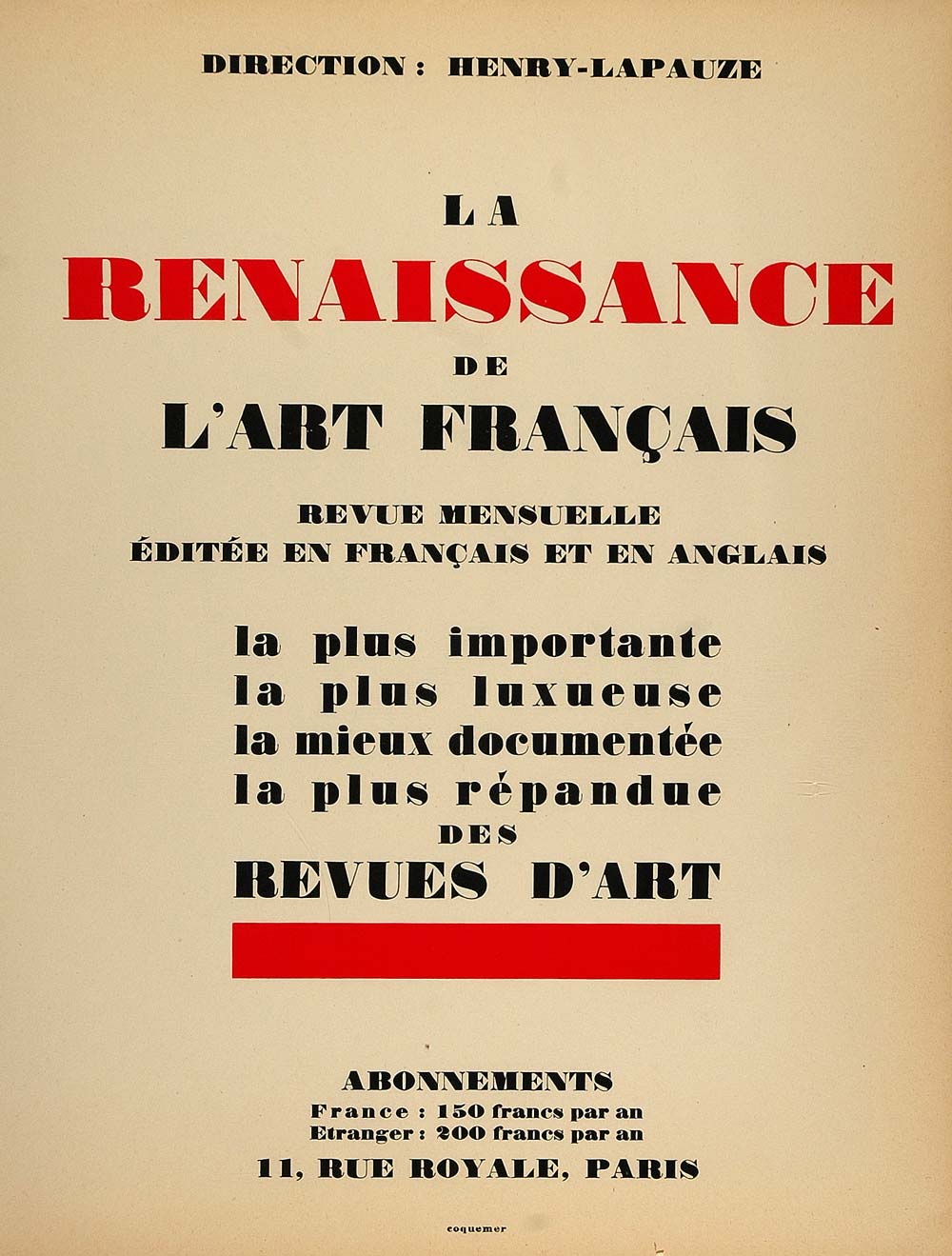 1928 Lithograph Renaissance de l'Art Francais Lapauze - ORIGINAL LIT1