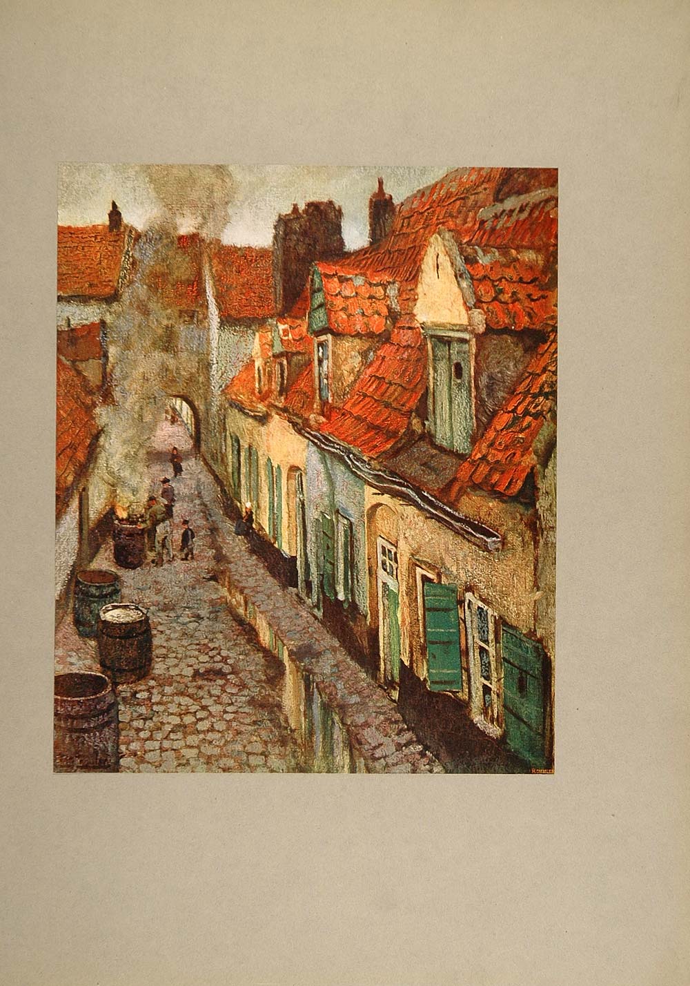 1905 Print Les Toits Rouges Red Roofs Village Thaulow - ORIGINAL LMC1