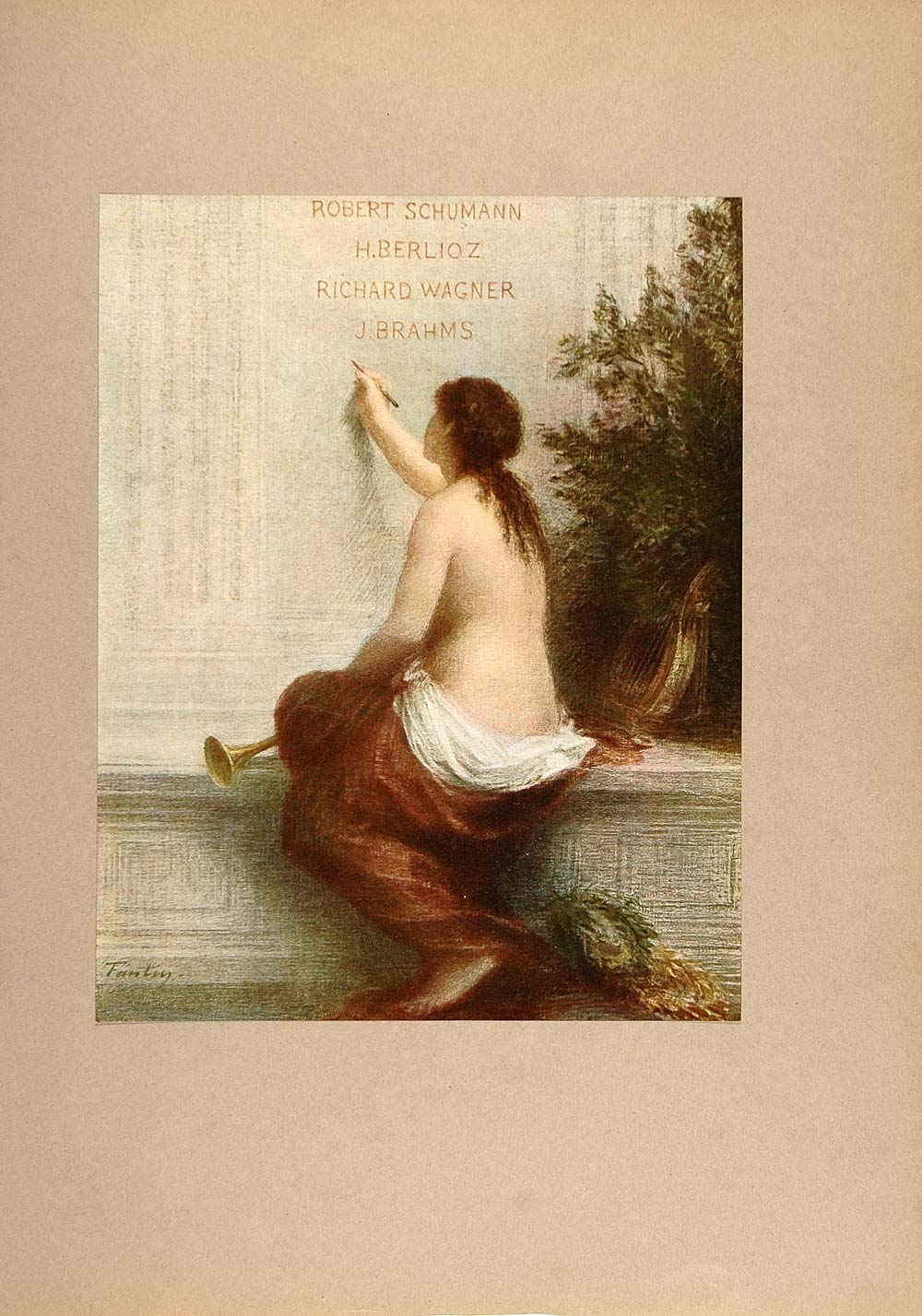 1905 Print Musique Music Nude Muse Henri Fantin-Latour - ORIGINAL LMC1