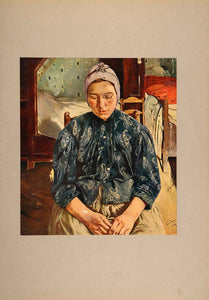 1905 Print Sleeping Peasant Woman Bedroom Leon Frederic - ORIGINAL LMC1