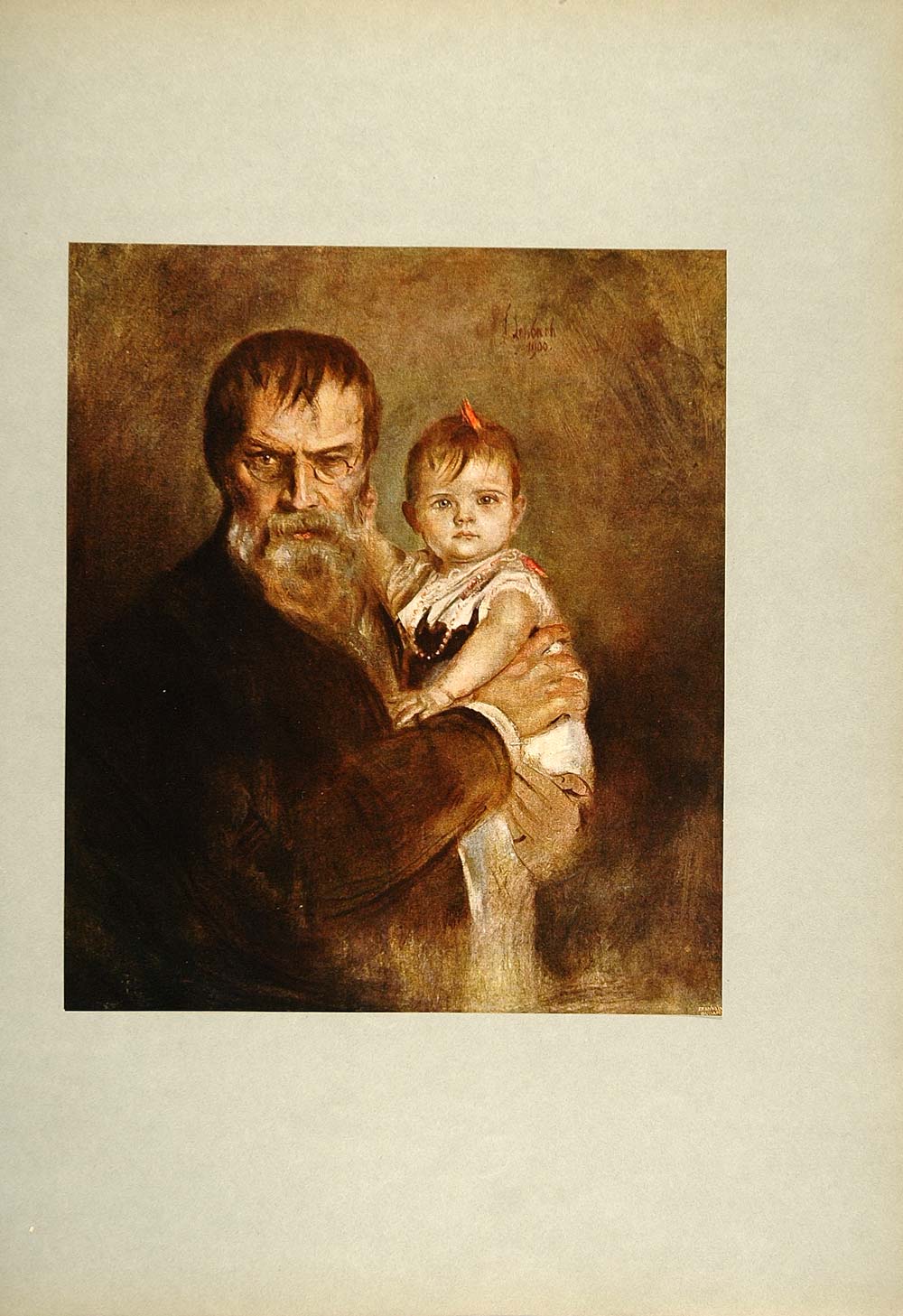 1905 Print Self Portrait Daughter Franz von Lenbach - ORIGINAL LMC1