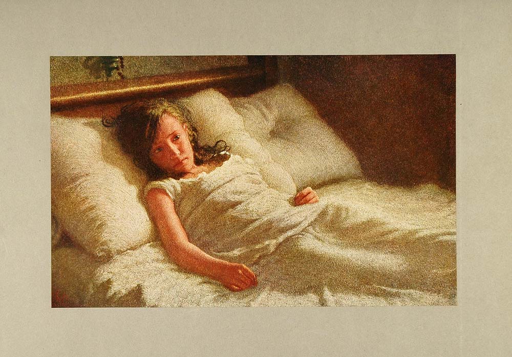 1905 Print Sick Child Bed Enfant Malade Angelo Morbelli - ORIGINAL LMC1