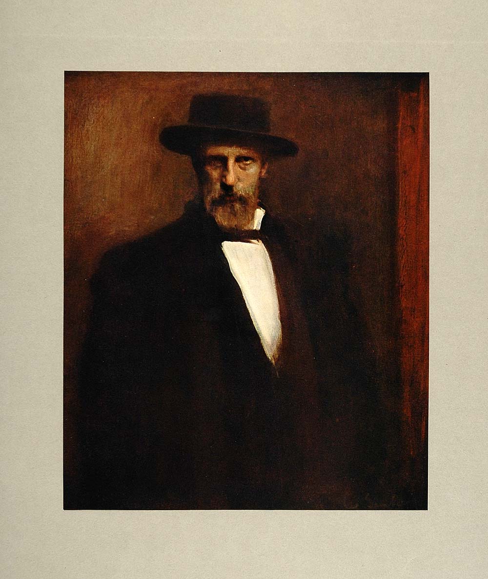 1905 Print Self Portrait German Artist Leo Samberger - ORIGINAL LMC1