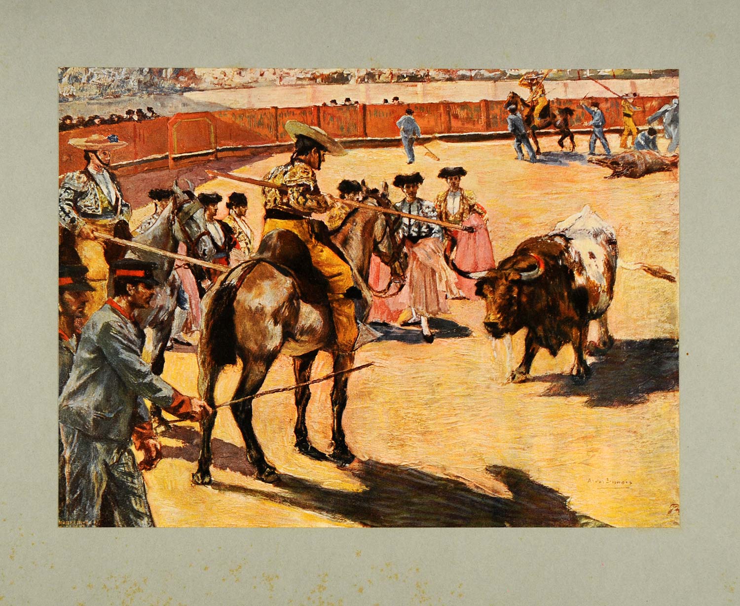 1905 Print Course De Taureaux Bullfight Lunois Spanish - ORIGINAL LMC2