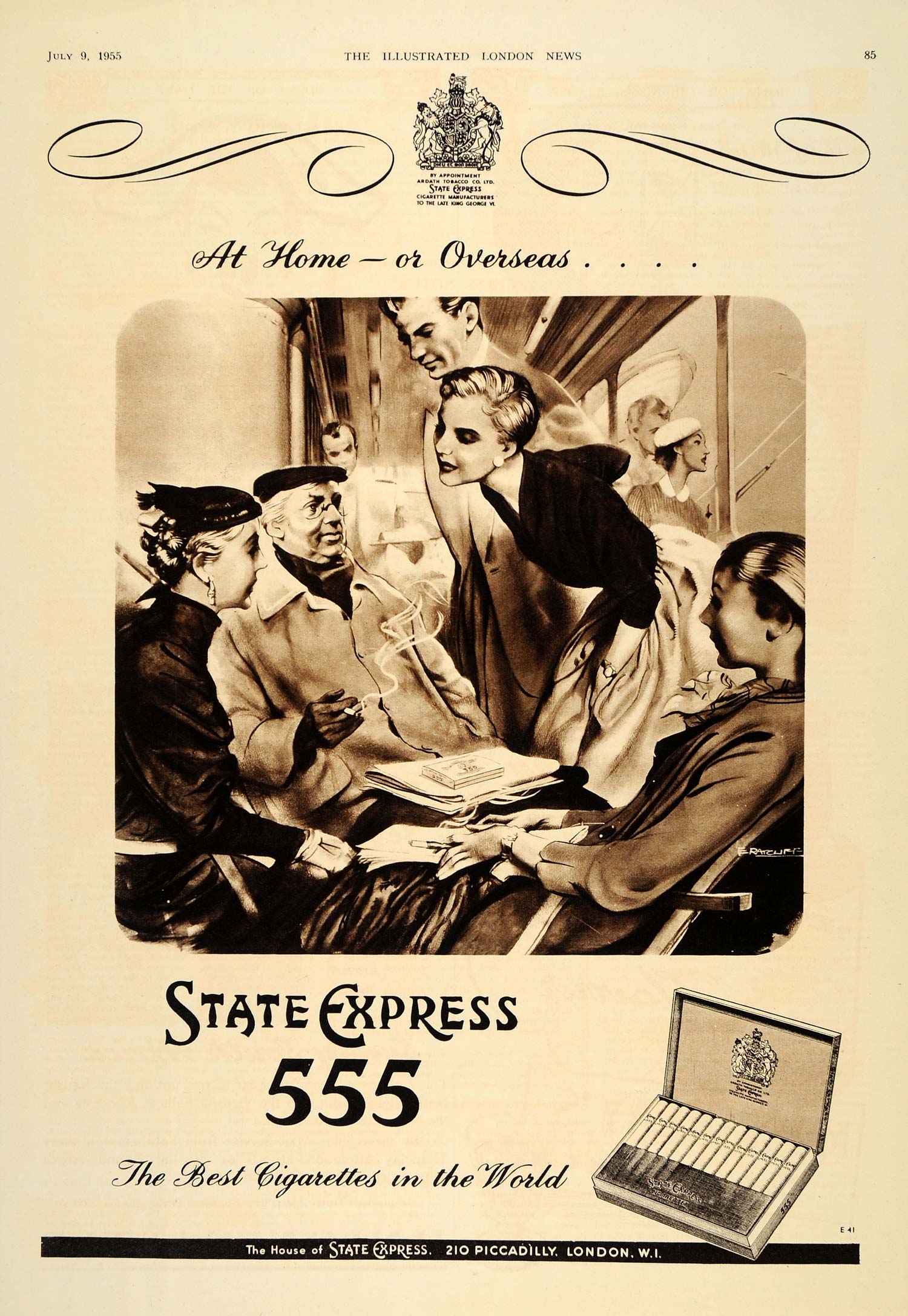 1955 Ad State Express Cigarettes 555 Passengers Ship - ORIGINAL ADVERTISING LN1