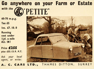 1954 Ad A.C. Petite Microcar Car British Automobile - ORIGINAL ADVERTISING LN1