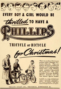 1954 Ad Phillips Tricycle Bicycle Children Boys Girls - ORIGINAL ADVERTISING LN1