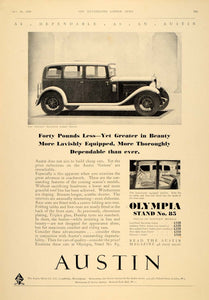 1930 Ad Austin Sixteen Salisbury Saloon Vintage Car BMC - ORIGINAL LN1