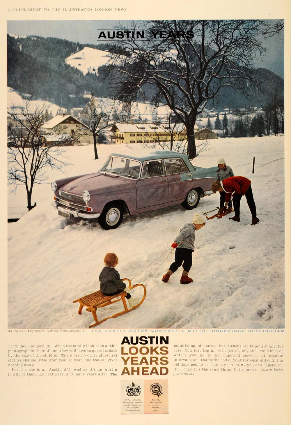 1960 Ad Austin A55 British Automobile Kitzbuhel Austria - ORIGINAL LN1