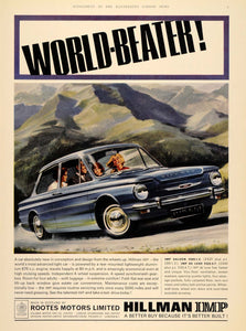 1964 Ad Hillman Imp Saloon Blue British Car Rootes UK - ORIGINAL ADVERTISING LN1