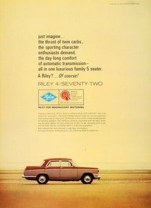 1965 Ad Riley 4/Seventy-Two 4/72 Red BMC Automobile Car - ORIGINAL LN1