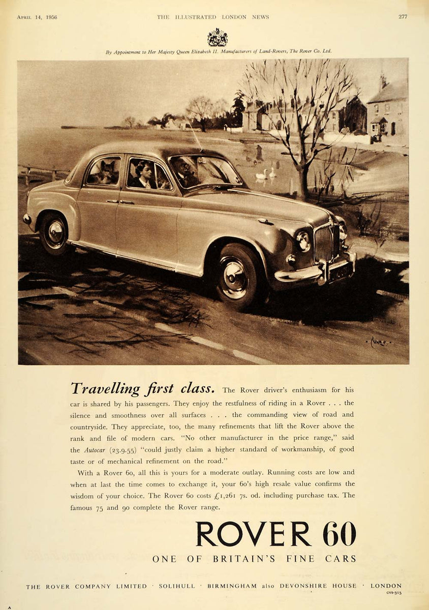 1956 Ad Rover Sixty 60 British Automobile Car Sedan - ORIGINAL ADVERTI ...